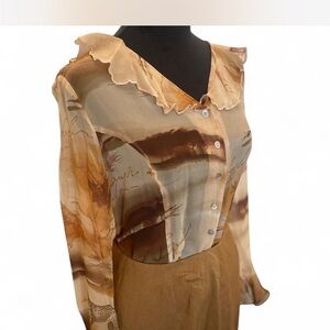 Vintage Ruffled Blouse with vintage skirt